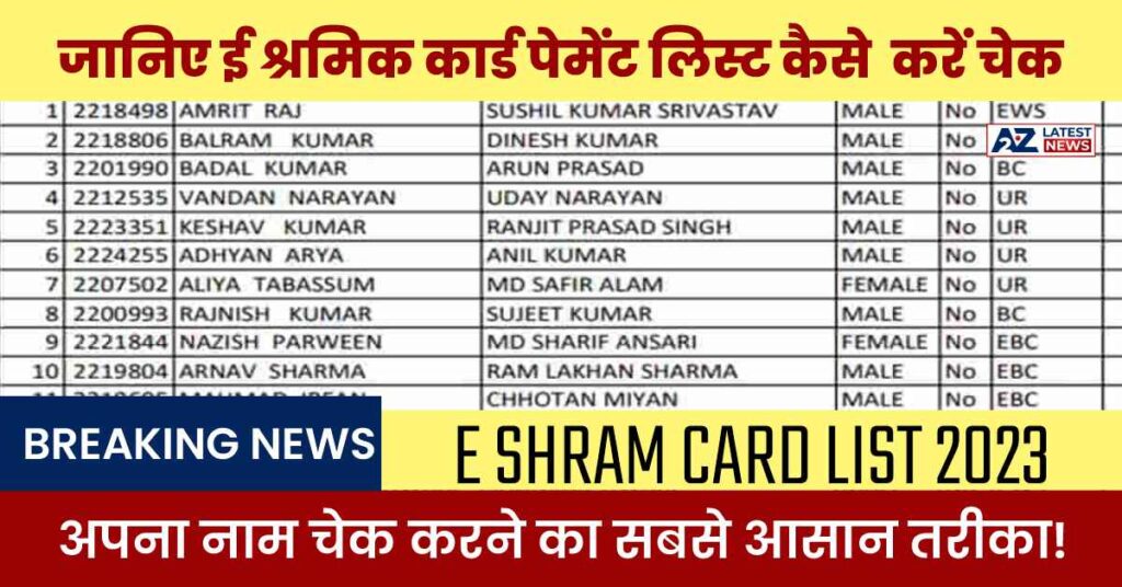 E Shram Card 2023 List