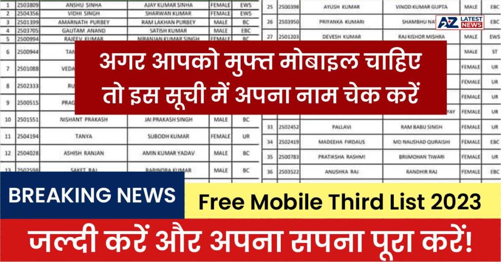 Free Mobile Third List 2023